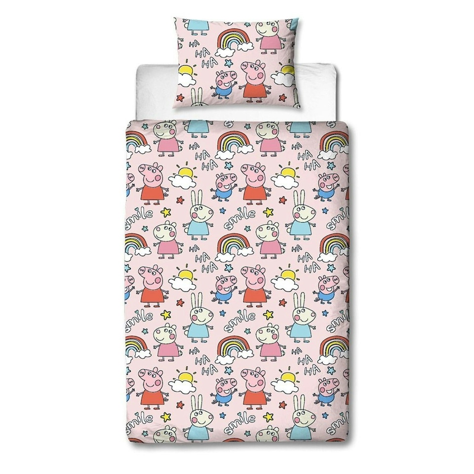 image 1 of Peppa Pig Playful Duvet Cover Set - Pink/Multicoloured - Single Pink | Single