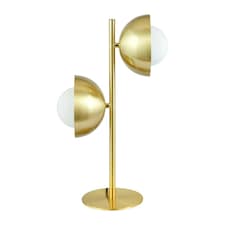 Brushed Brass Metal and White Orb Dome Table Lamp