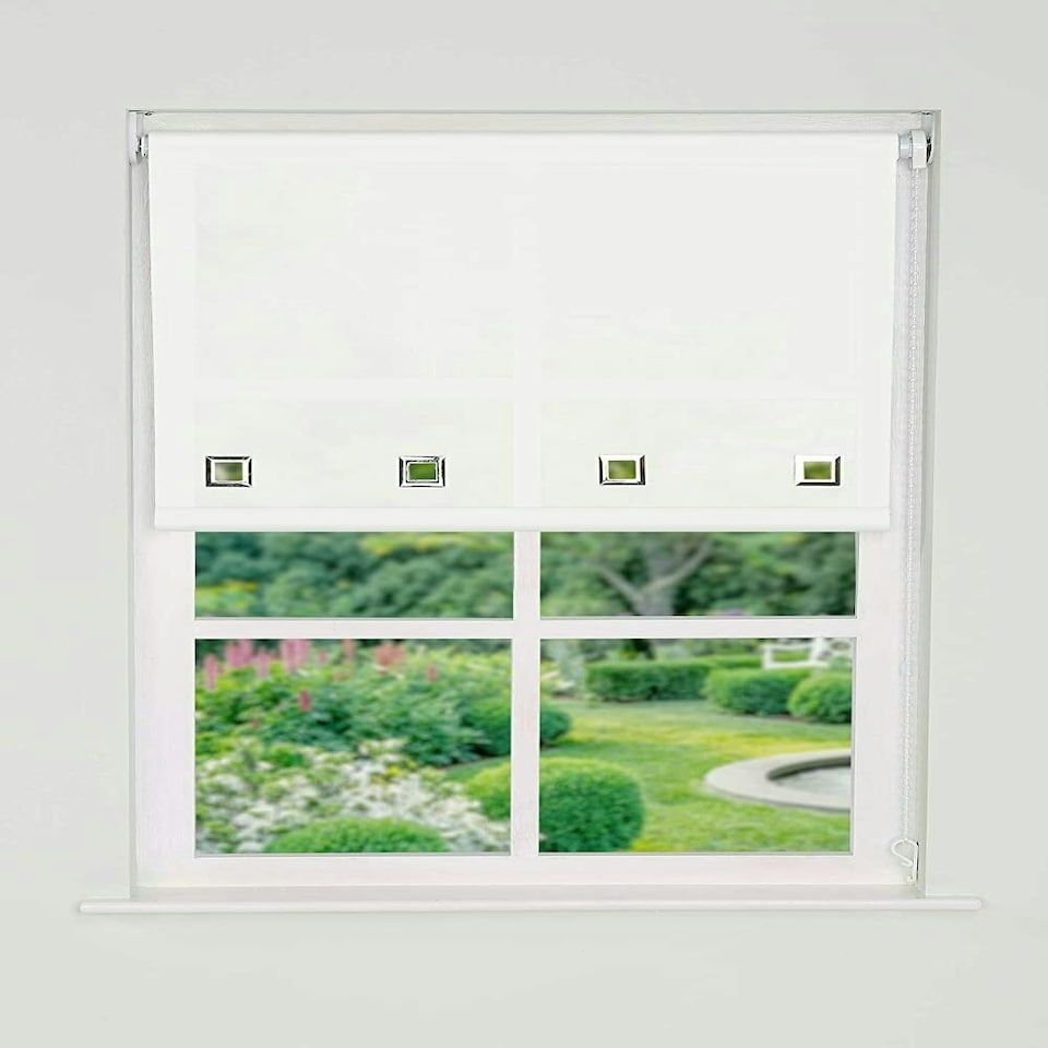 image 1 of 210cm White Square Eyelet Edge Roller Blind | White | White