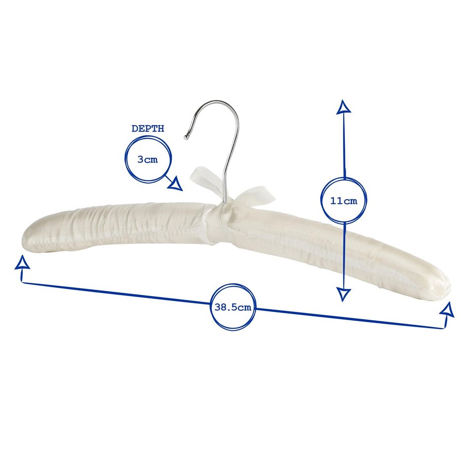 image 1 of Harbour Housewares Padded Satin Clothes Hangers - White - Pack of 20