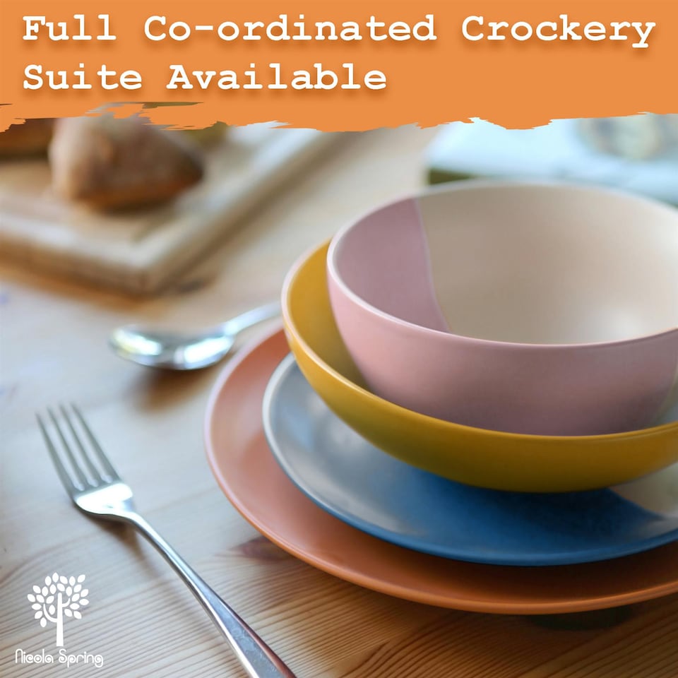 image 1 of Nicola Spring Dipped Stoneware Pasta Bowls - 20.5cm - Navy - Pack of 4 | Blue | Navy