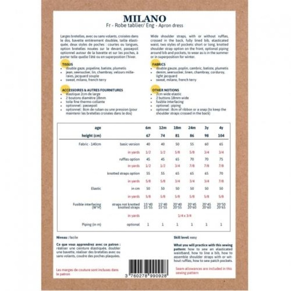 image 1 of Ikatee Baby Milano Dress Paper Sewing Pattern – Baby & Children’s Dress, Ages 6 Months–4 Years, Easy