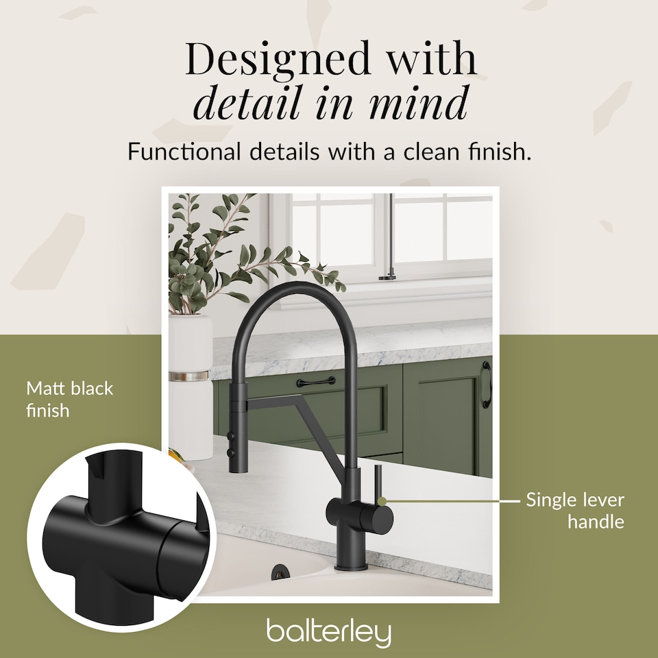 image 1 of Rana Kitchen Mono Mixer Tap - Spout Single Lever Matt Black | Black | Matt Black | 1