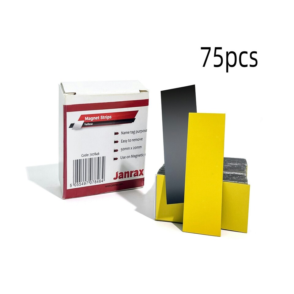 image 1 of Pack of 75 Yellow Magnetic Strip Name Tag Labels