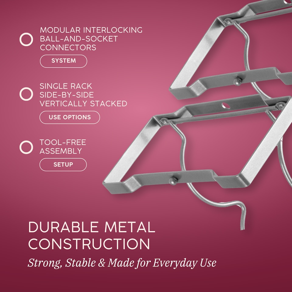 image 1 of Straame Silver 3 Tier Metal Wine Rack – Stackable Bottle Rack for Wine Storage