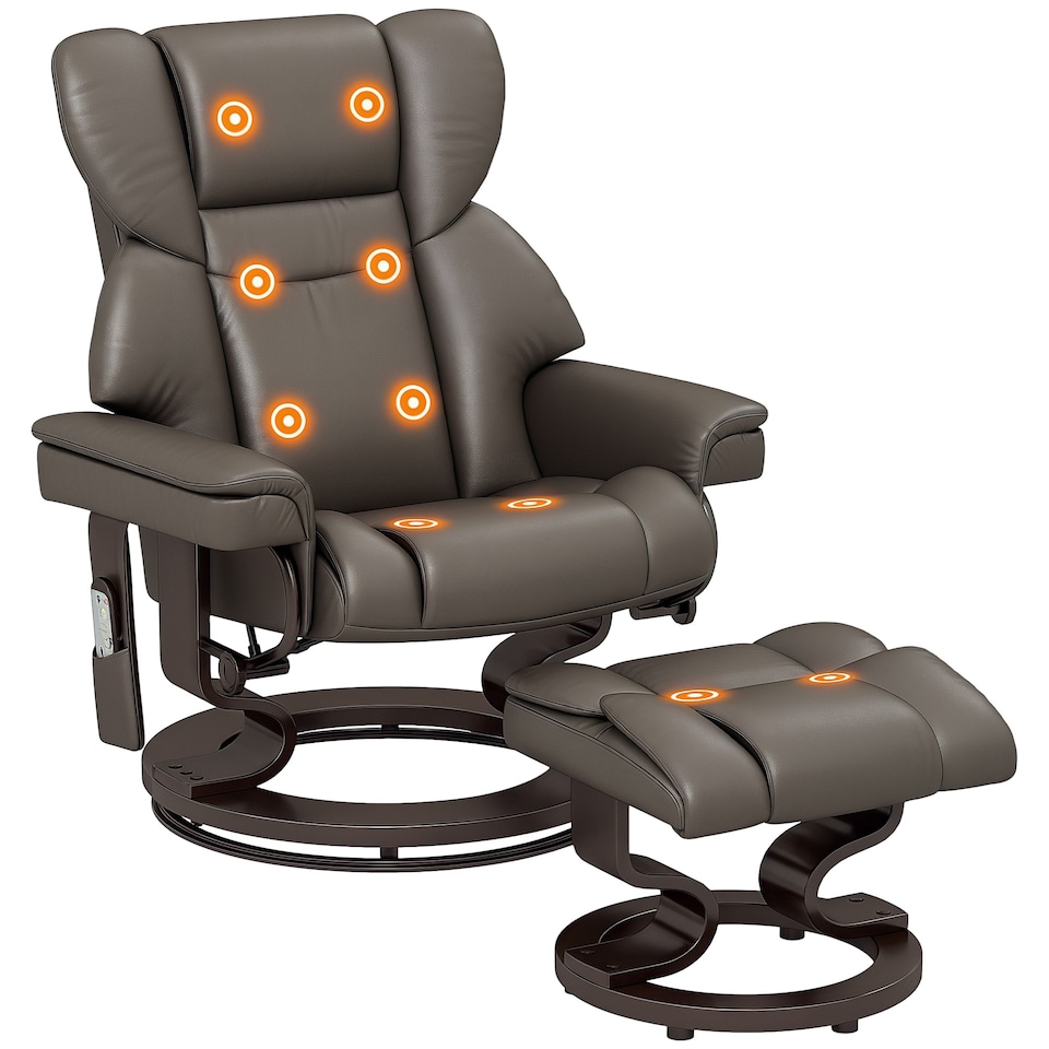 image 1 of HOMCOM Massage Recliner Chair with Footstool and Adjustable Backrest, Brown 