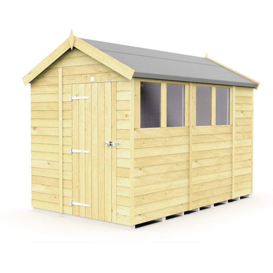 image 1 of 7 x 10 Feet Apex Shed - Single Door With Windows - Wood - L302 x W214 x H217 cm | Brown