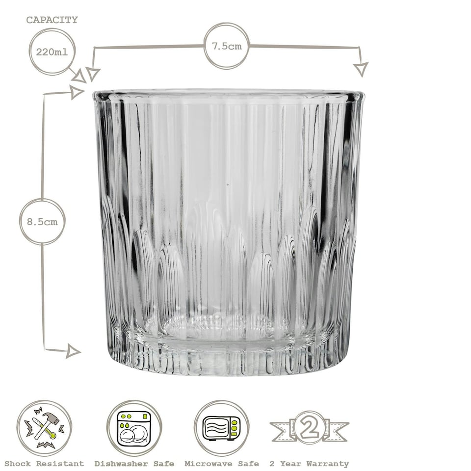 image 1 of Duralex Manhattan Vintage Whisky Glasses - 220ml - Pack of 6 Clear
