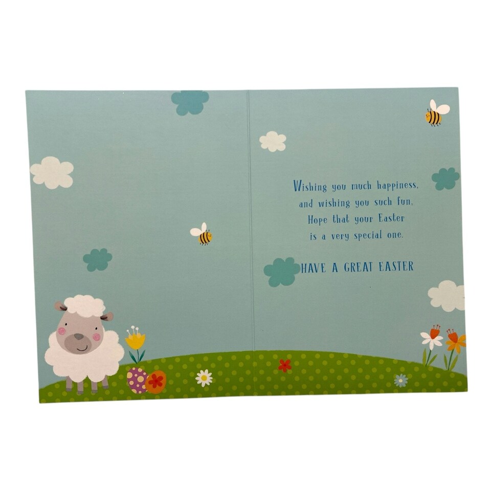 image 1 of For Son Cute Lamb with Bees Design Easter Card