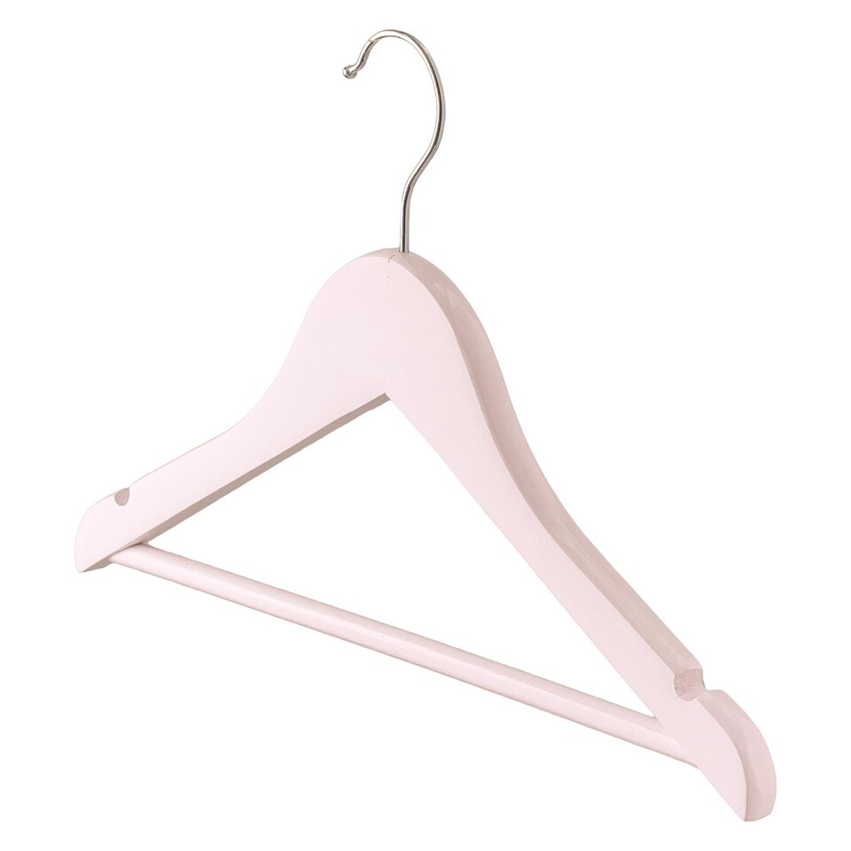 image 1 of Harbour Housewares Wooden Children's Coat Hangers - Light Pink - Pack of 30