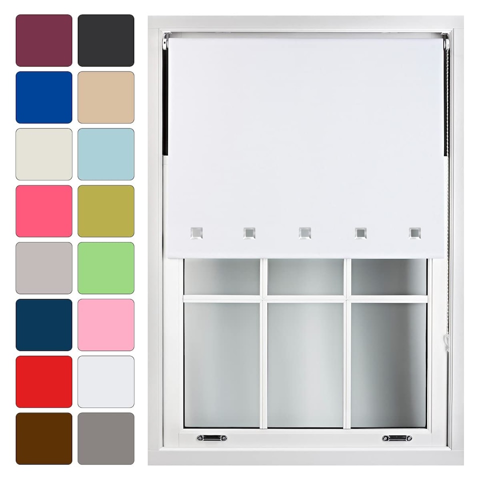 image 1 of Cut to Size Blackout Roller Blind with Square Eyelets | Custom Fit Window Blind by Furnished