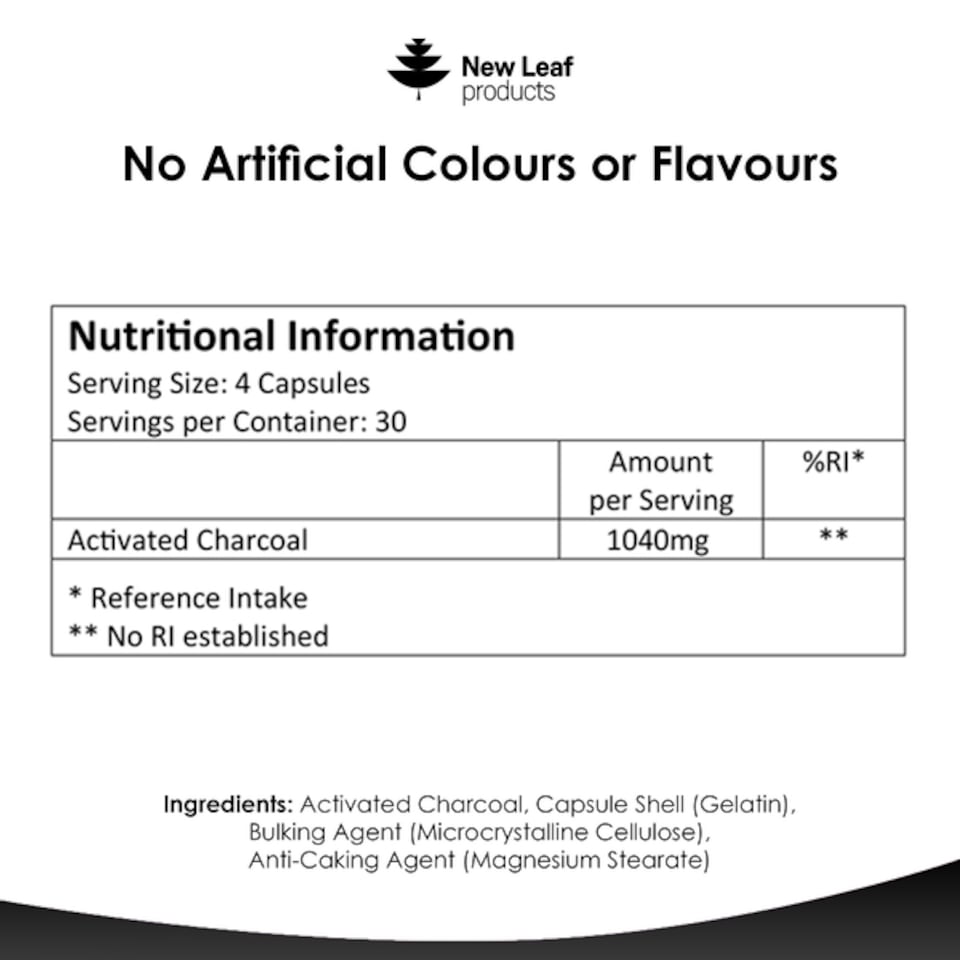 image 1 of Activated Charcoal Capsules - 1040mg P/S 120 Fill