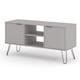 image 3 of Augusta Pine 2-Door Wide TV Unit - Wooden Media Cabinet with Hairpin Legs and Rustic Finish | Grey | Grey | 1