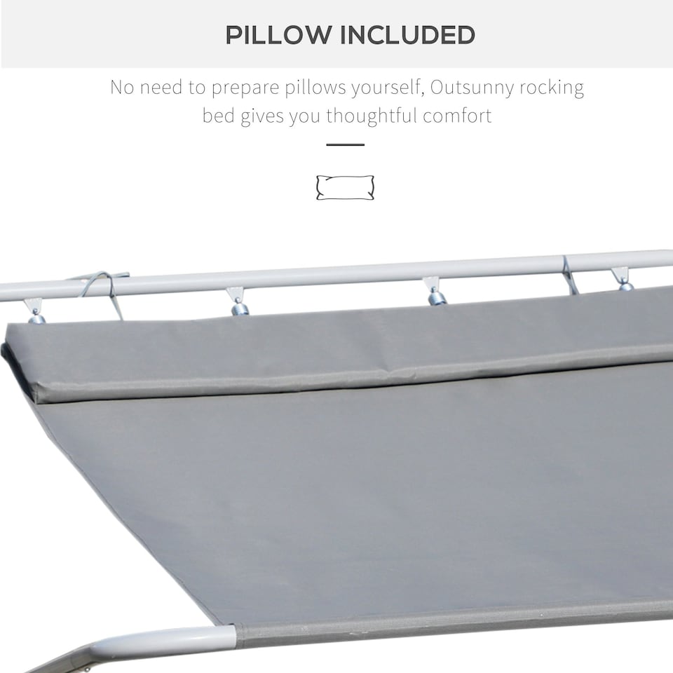 image 1 of Outsunny Double Hammock Sun Lounger Outdoor Day Bed Patio Grey