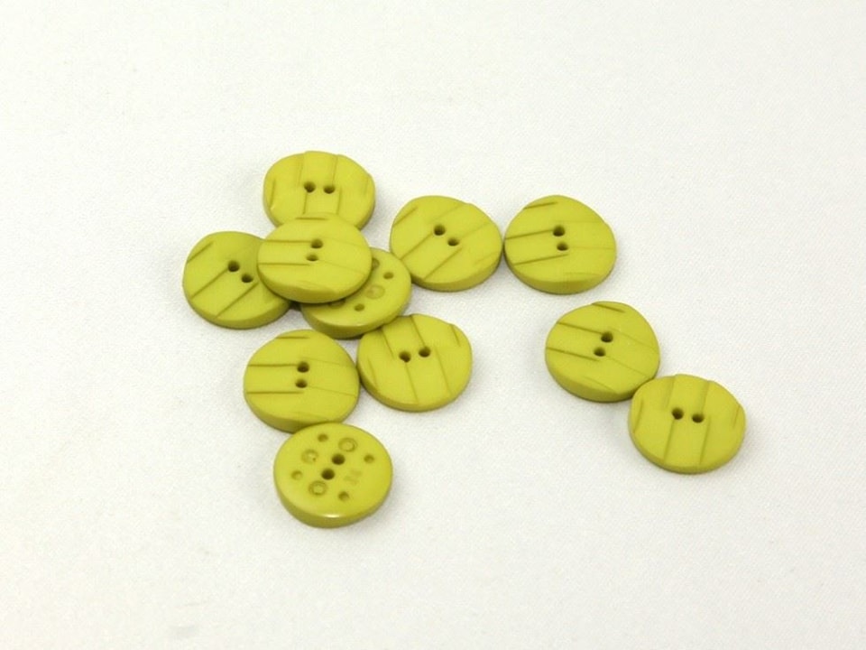 Dill Olive Green 19mm Round Textured Buttons for Dressmaking - per pack of 12