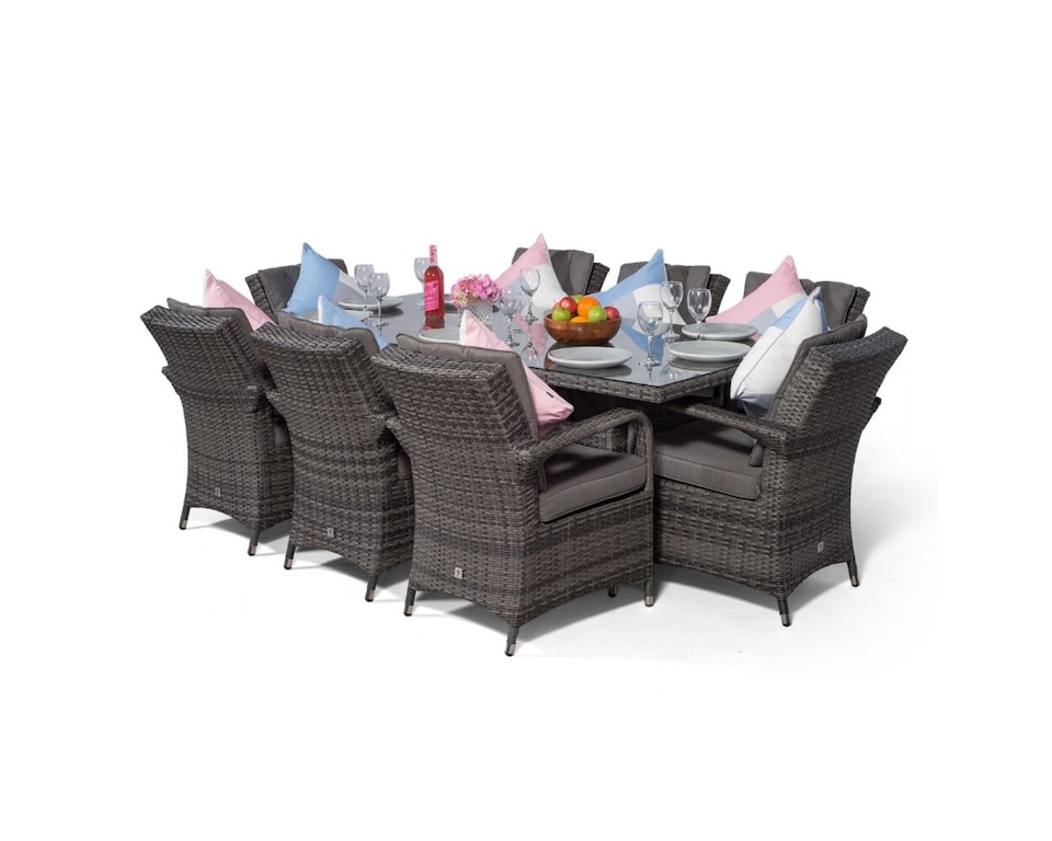 image 1 of Arizona Rectangular 8 Seater Rattan Patio Dining Set | Grey | Grey