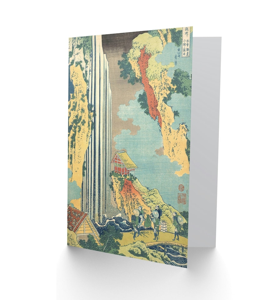 image 1 of Hokusai Ono Waterfall on Kisokaido Nature Japanese Art Greeting Card
