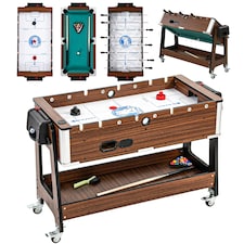 SPORTNOW 3 in 1 Reversible Multi Game Table with Lockable Wheels and Shelf