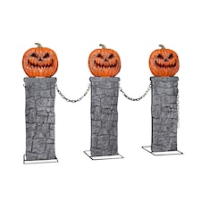 91cm x 1.2m Battery Powered Light up Halloween Pumpkin Fence with LEDs