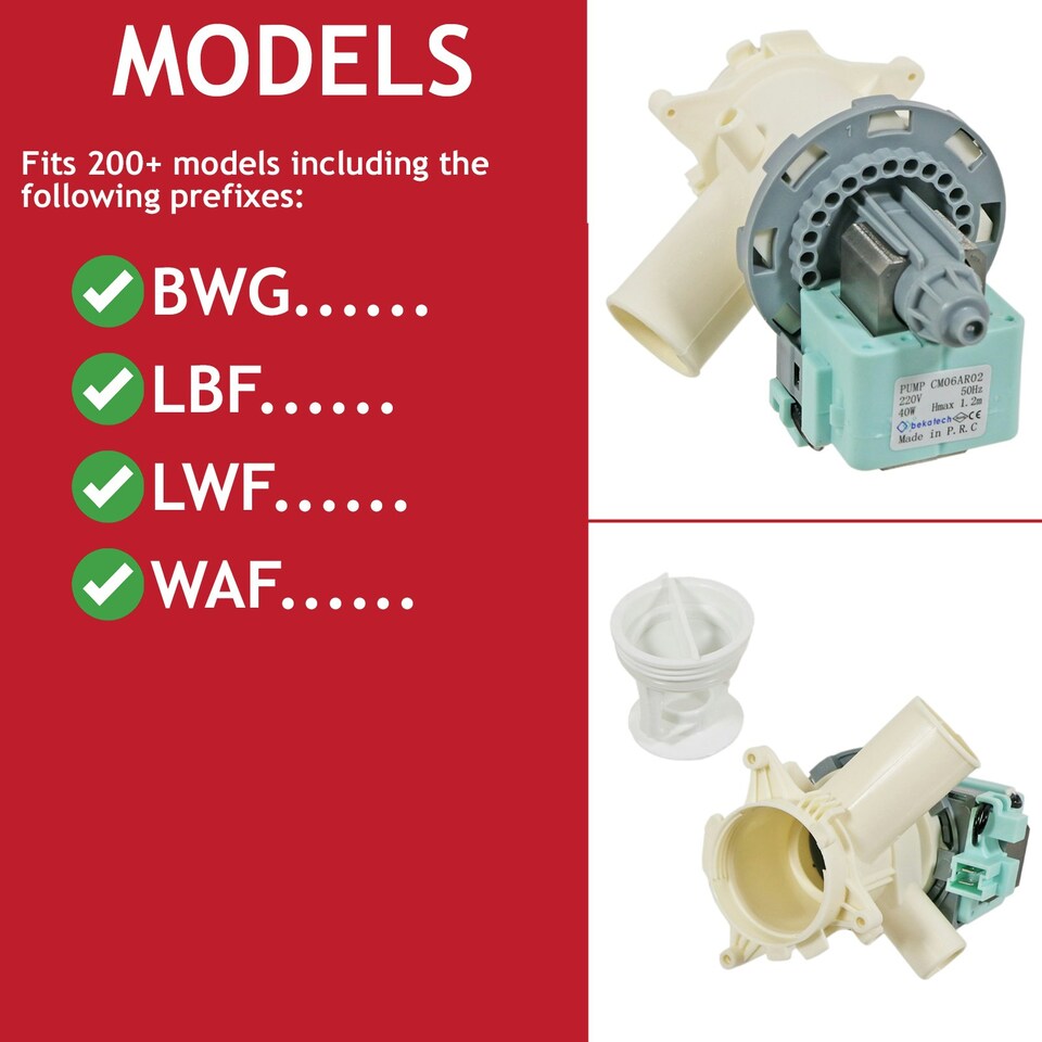 image 1 of SPARES2GO Drain Pump for Blomberg Washing Machine BWG LBF LWF WAF Series 2880402000