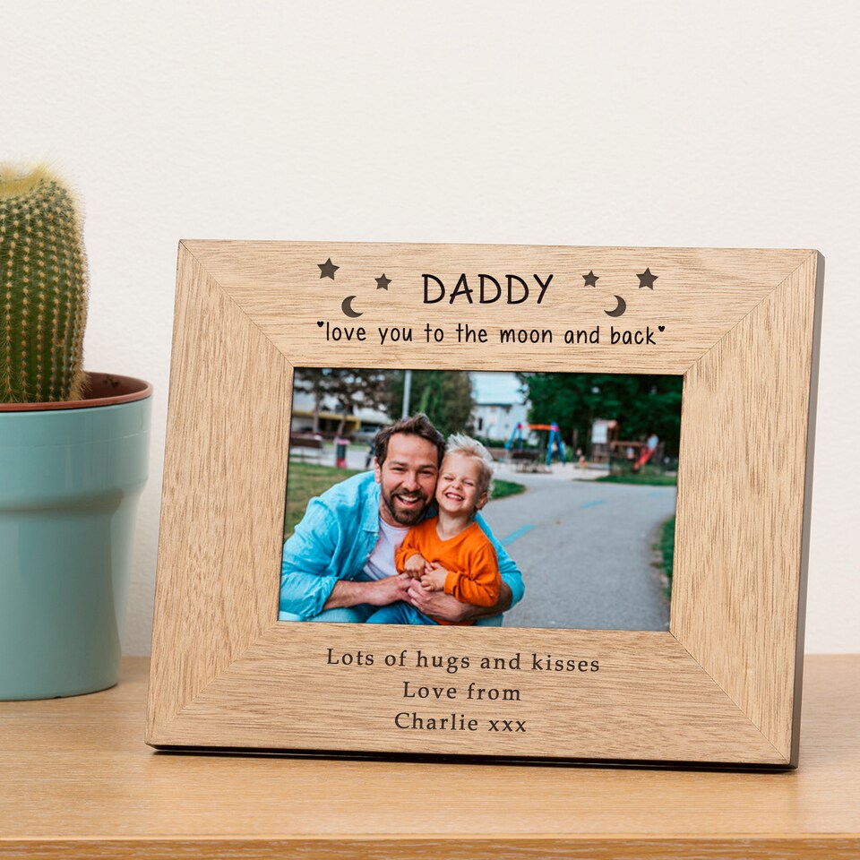image 1 of Personalised Daddy Love You To The Moon And Back Wood Picture Frame 6x4 Dad
