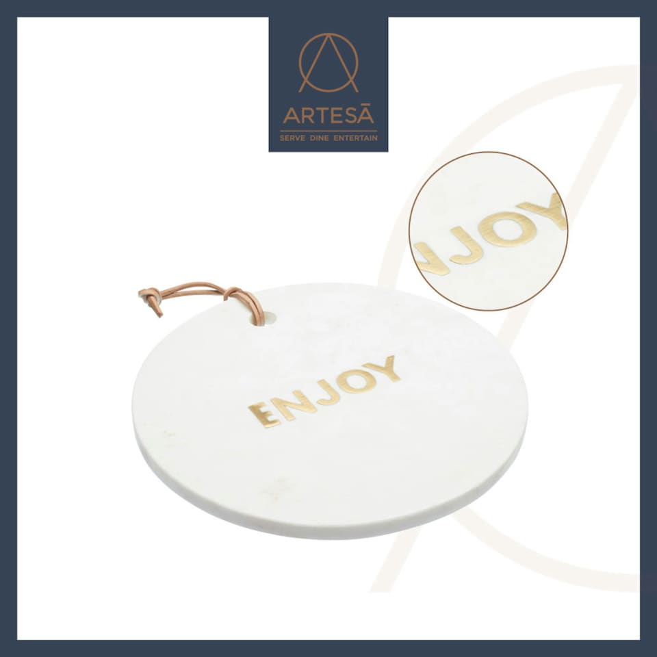 image 1 of Artesà Round Marble Cheese Board Platter White