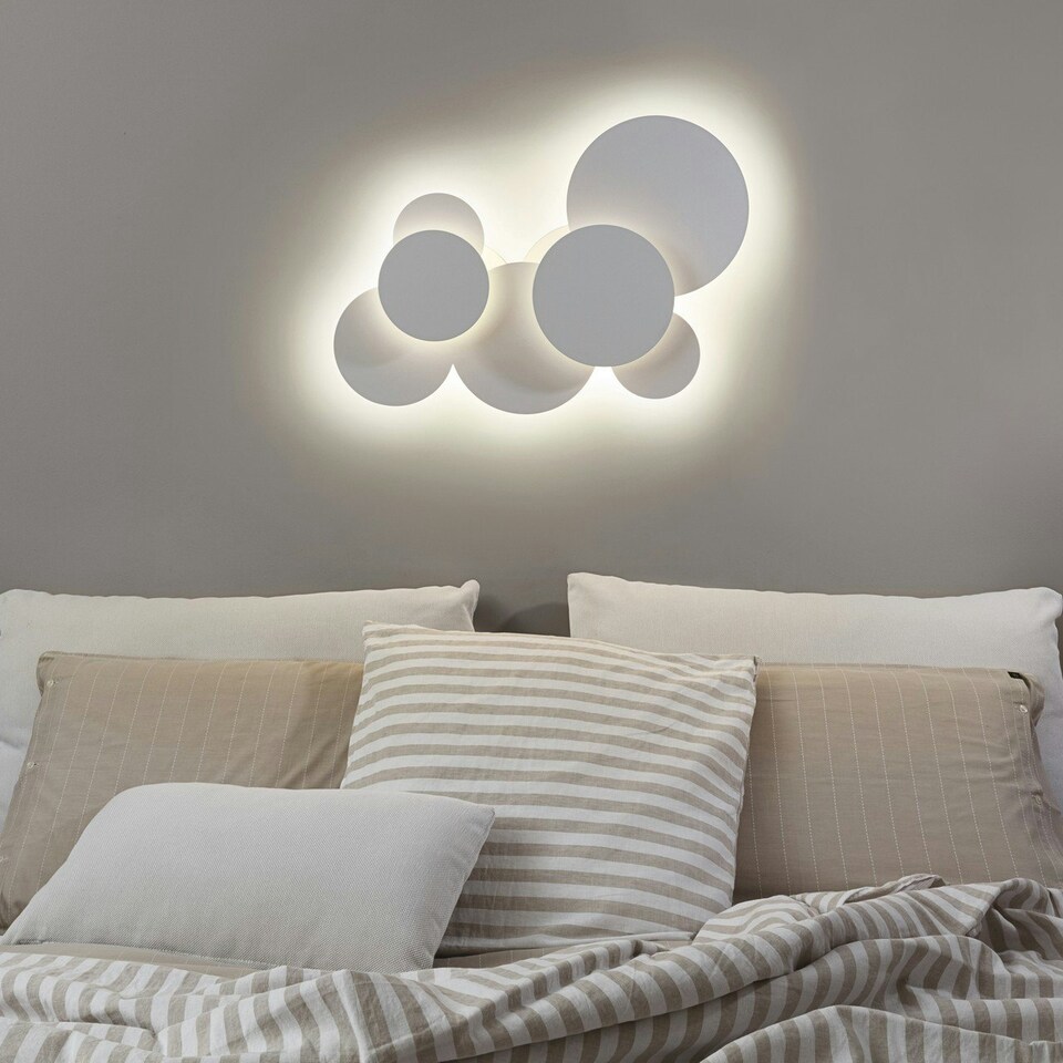 image 1 of Cloud Circles Decorative Flush Ceiling Light White 74cm 3000K