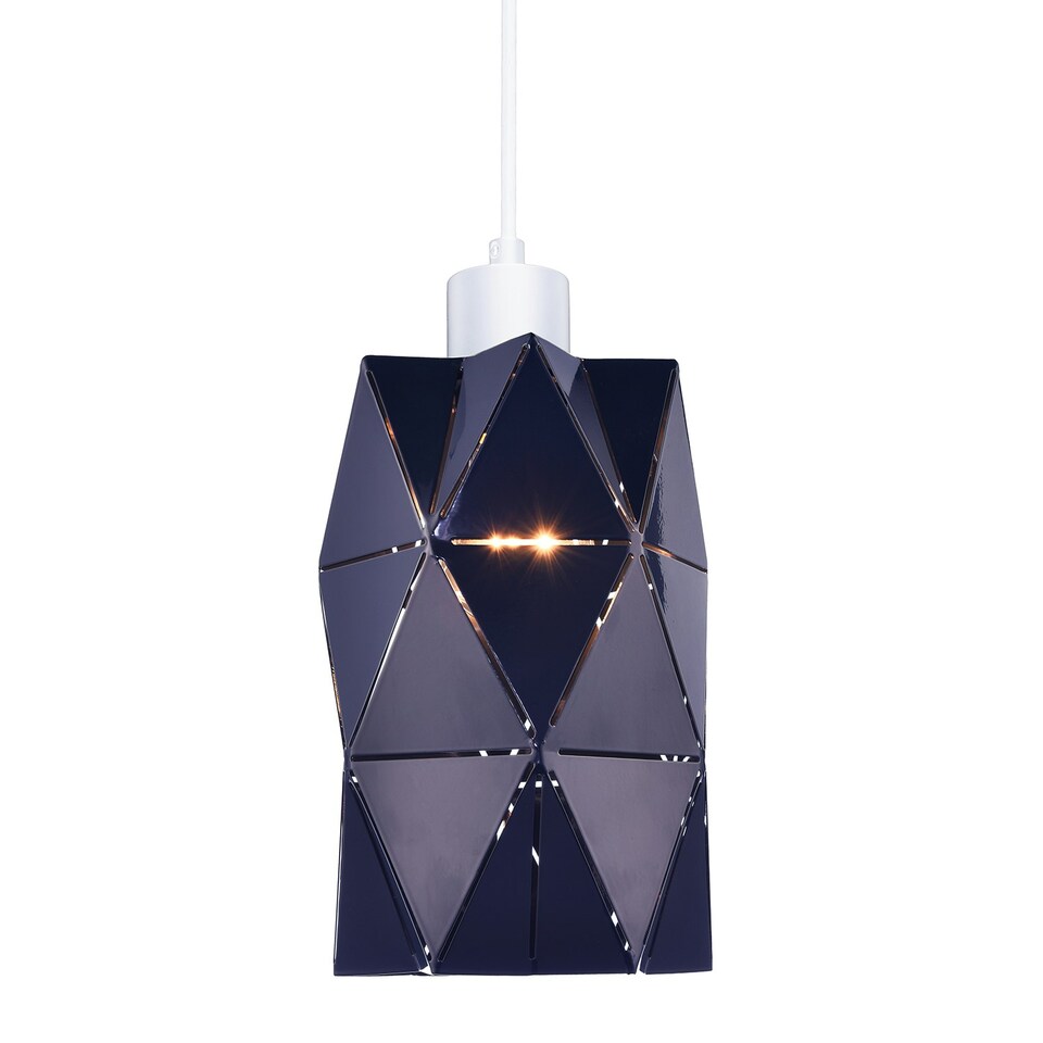 image 1 of Modern Midnight Blue Metal Pendant Shade with Diamond Shaped Cut Outs Blue