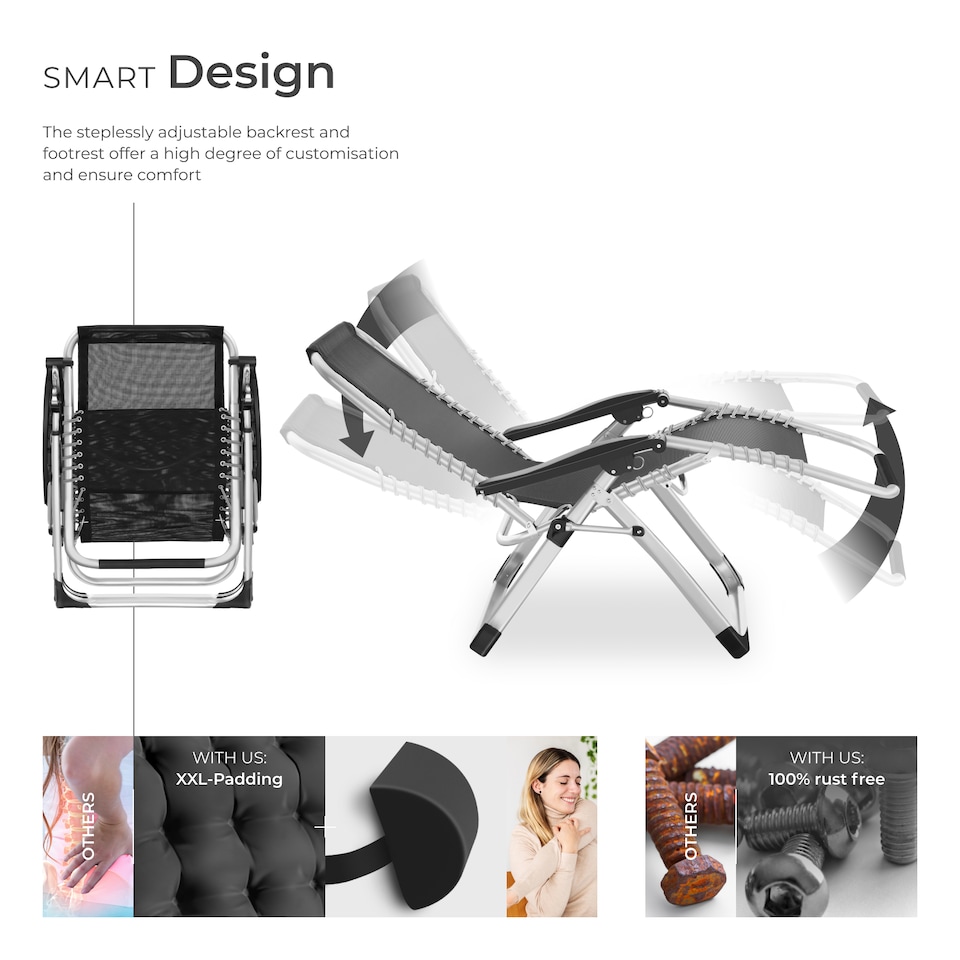 image 1 of Sun Lounger Cloud - folding, adjustable backrest and footrest | Black | black | One Size | 1