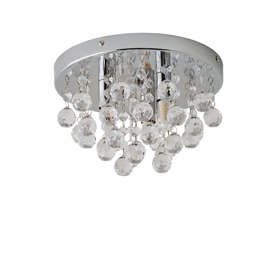 image 1 of ValueLights Mitre Chrome Droplet Flush Ceiling Fitting Clear Droplets | Chrome