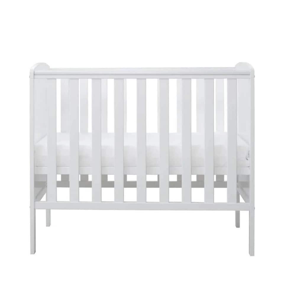 image 1 of Coleby Space Saver Cot - Compact Cot, Birth to 18 Months, Adjustable Base & Teething Rails (White)