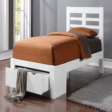 3ft Single White wood wooden bed frame.Underbed drawer storage