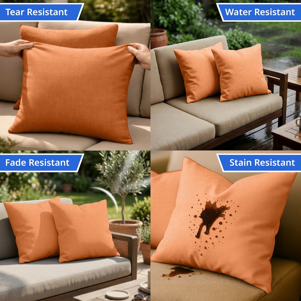 image 1 of Covers&All Sunbrella Pillows Set of 2 UV Fade resistant and Water Repellent Square Throw Pillows