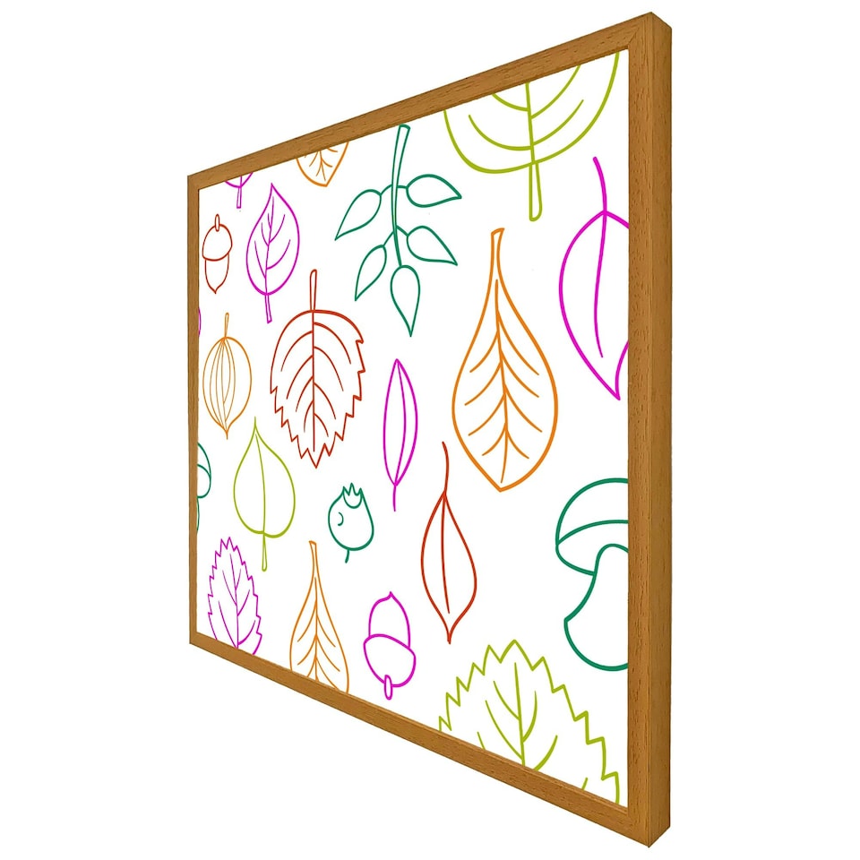 image 1 of Multi colour leaves illustration (Picture Frame) Brown | Oak | L