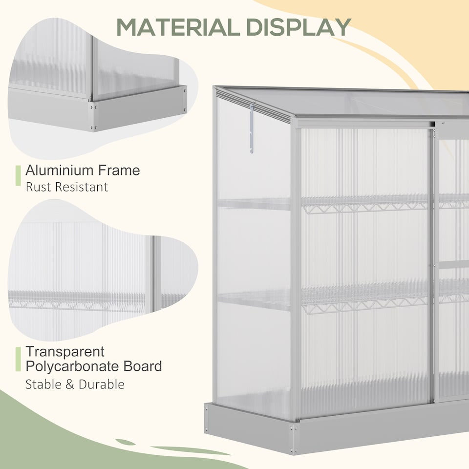 image 1 of Outsunny 4x2ft 3-Tier Greenhouse Outdoor Plant Grow Aluminium Frame w/ Roof Door