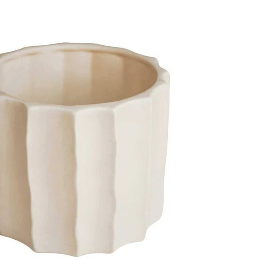 image 1 of Kew Organic Ripple Bone Planter - Earthenware - L20 x W20 x H17 cm - Ivory | Cream