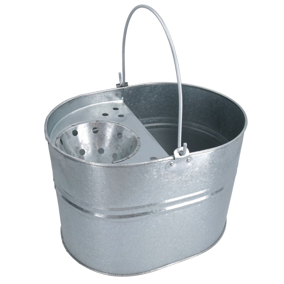 image 1 of 14L Galvanised Metal Mop Bucket Metal Kitchen Bathroom Home Floor Cleaning