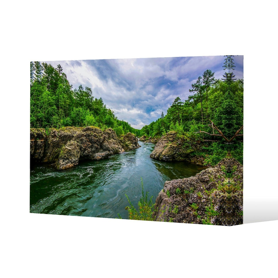 image 1 of River in mountain forest landscape (Canvas Print)