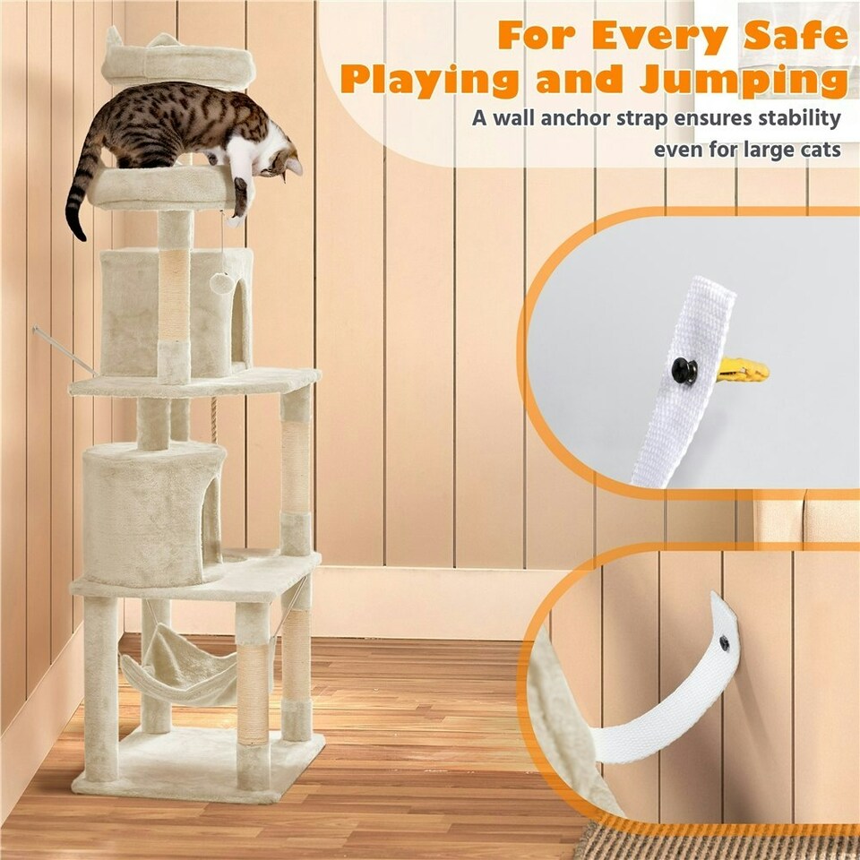 image 1 of Yaheetech 179 cm Tall Multi Level Cat Tree Kitten Condo Beige