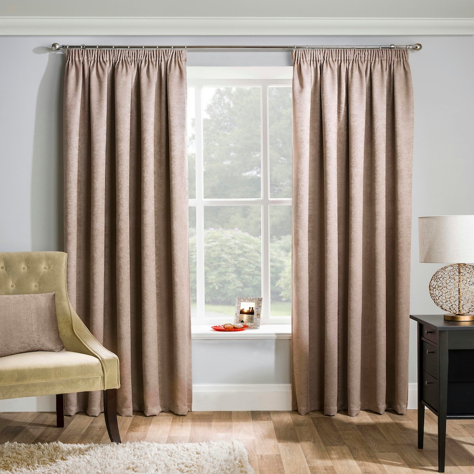 image 1 of Matrix Latte Curtains 66 x 72 inch (168 x 183 cm) Room Darkening Pencil Pleat Thermal Noise Reducing Curtains for Bedroom and Living Room