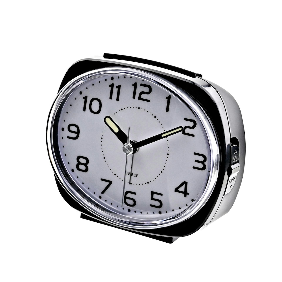 image 1 of Hometime Alarm Clock Oval with Luminous Hands - Black Case Black