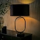 image 1 of ValueLights Antonia Black Velvet Drum Lamp Shade Matte Black Oval Table Lamp with LED Bulb Black