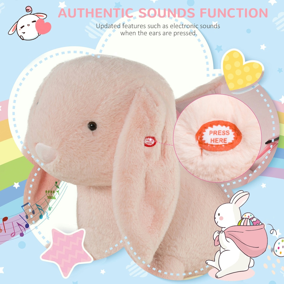 image 1 of HOMCOM Cute Kids Ride-On Rocking Rabbit w/ Sound Handlebars Seat Belt Plush Body