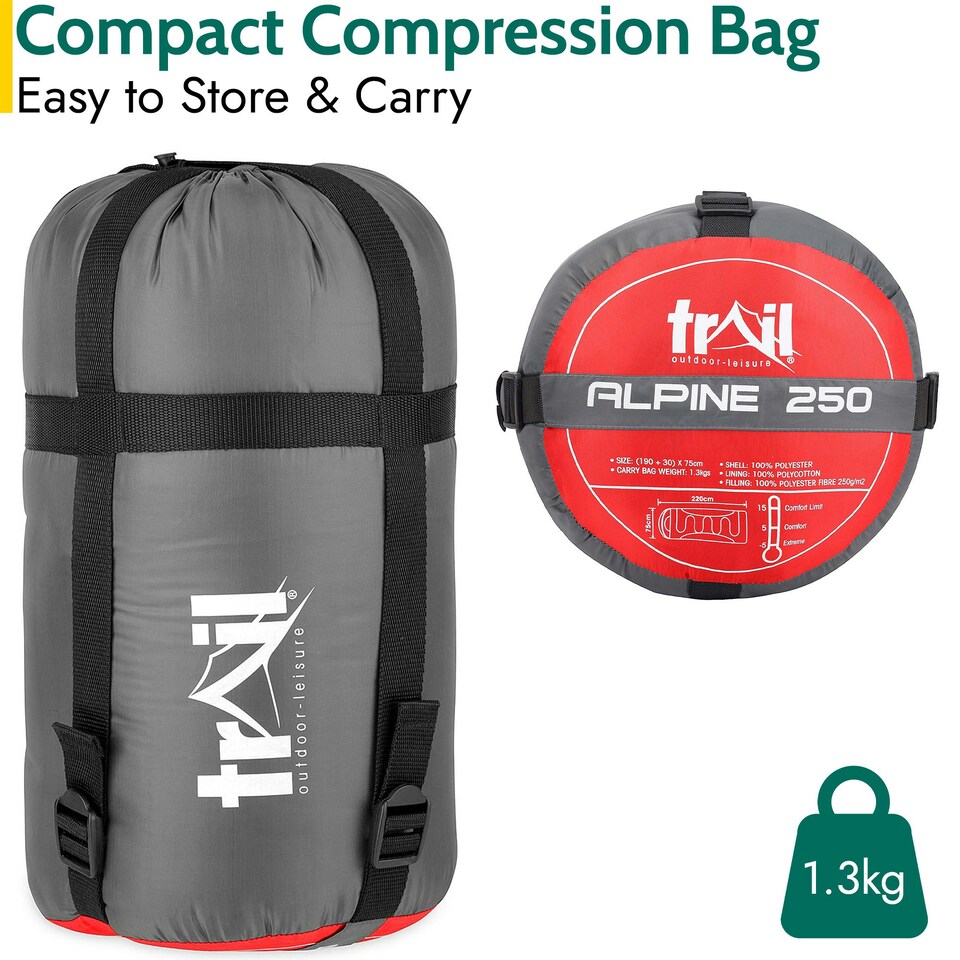 image 1 of Trail Alpine 250 Envelope Sleeping Bag With Hood