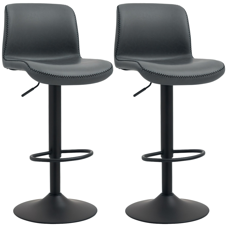 image 1 of HOMCOM Barstools Set of 2, Dining Stools with Backrest and Footrest
