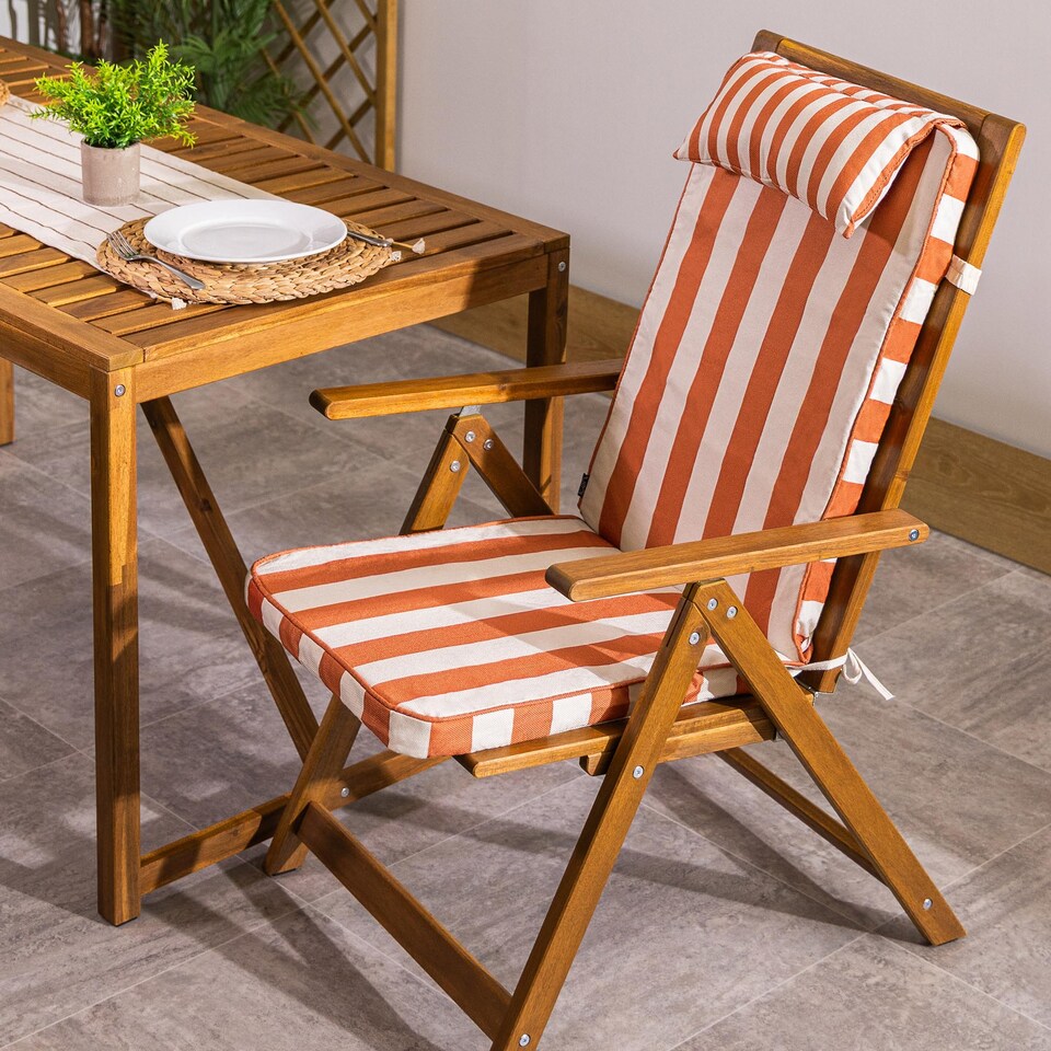 image 1 of High Back Seat Pad Deck Stripe, Cushion, Terracotta