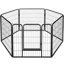 Yaheetech 6 Metal Dog Playpen Panels, 80 × 80 cm Black
