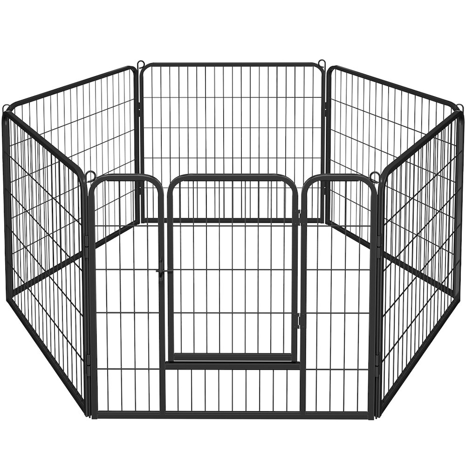 image 1 of Yaheetech 6 Metal Dog Playpen Panels, 80 × 80 cm Black