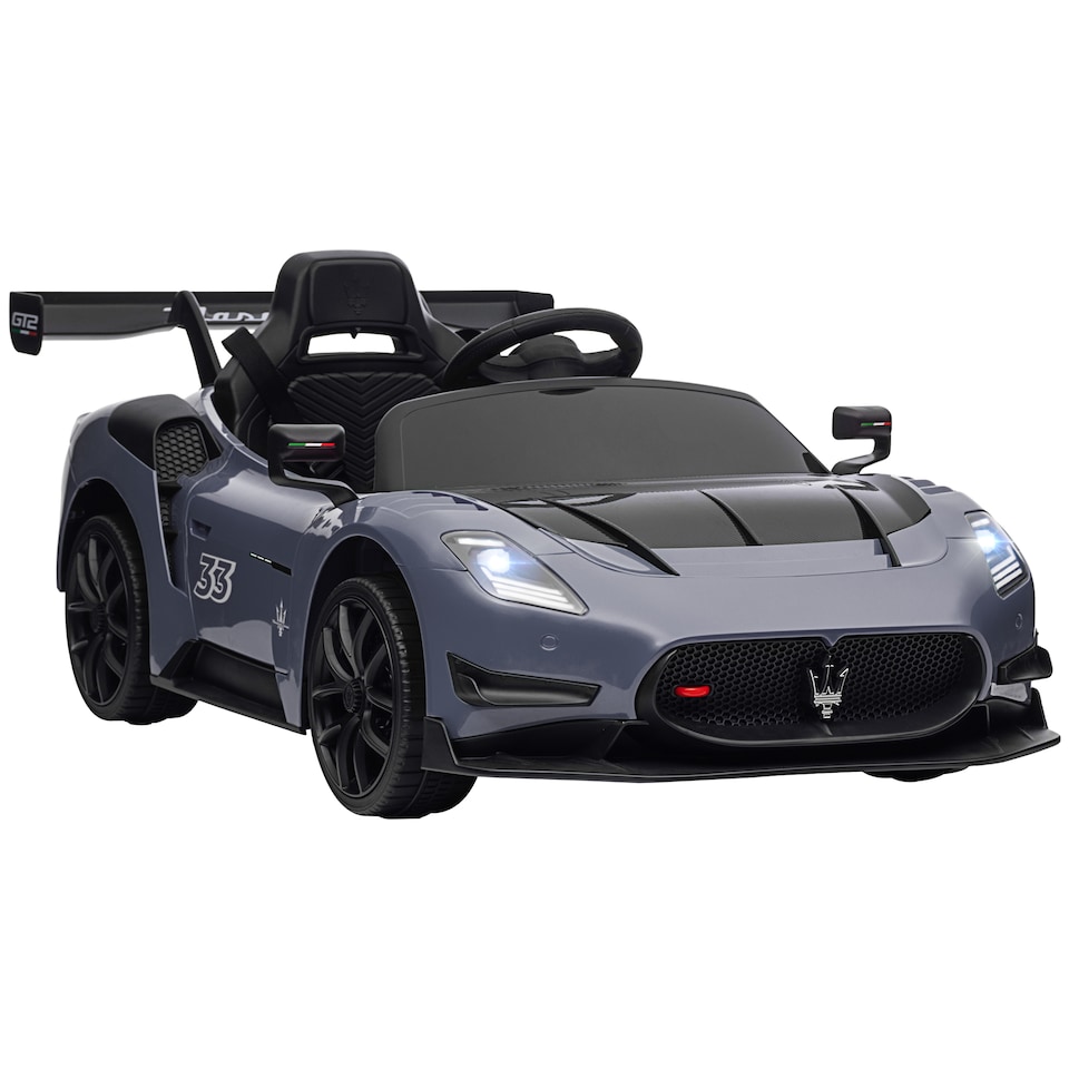 image 1 of AIYAPLAY Maserati GT2 Licensed 12V Electric Car for Kids, Kids' Electric Ride on with Suspension System, Remote Control, USB, Music, Horn, Lights, Auxiliary Wheels, for Ages 3-5 Years, Grey