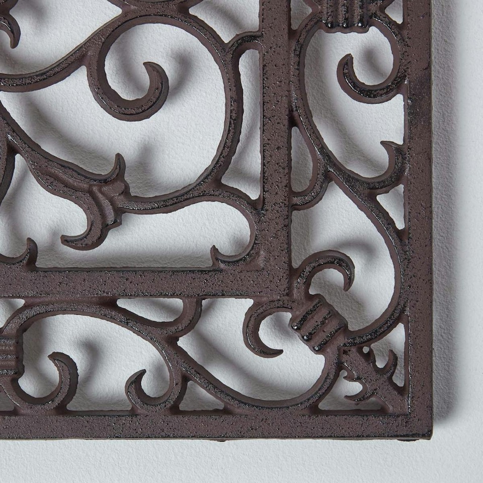 image 1 of Homescapes Cast Iron Door Mat Brown Rectangular Parisian Design